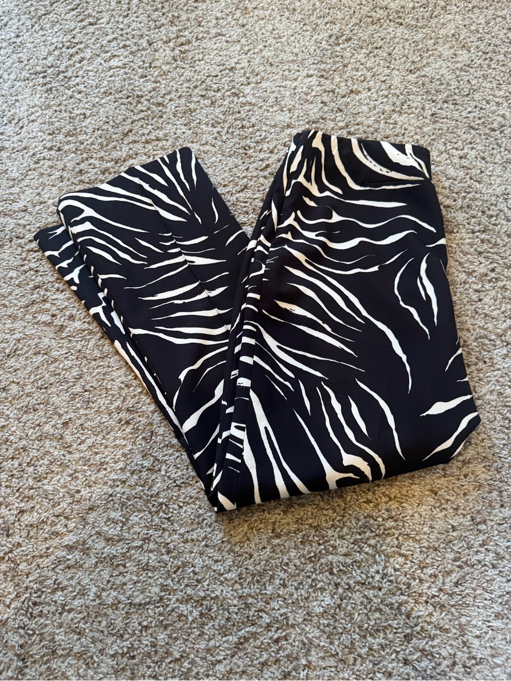 Zara Black and White Zebra-Print Leggings